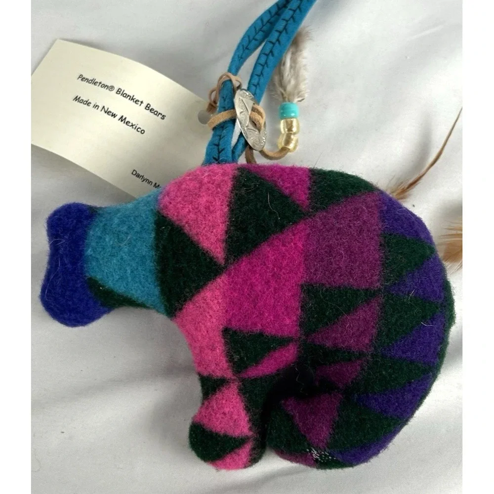 Artisan Made Pendleton Blanket Bears Christmas Ornament Southwestern Colorful
